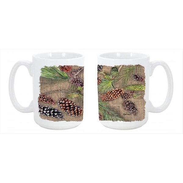 Carolines Treasures Pine Cones Dishwasher Safe Microwavable Ceramic Coffee Mug 15 oz. 8735CM15